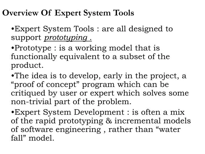 overview of expert system tools