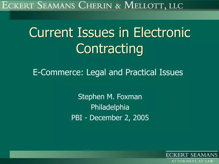 current issues in electronic contracting