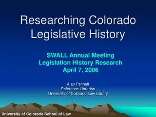 Researching Colorado Legislative History