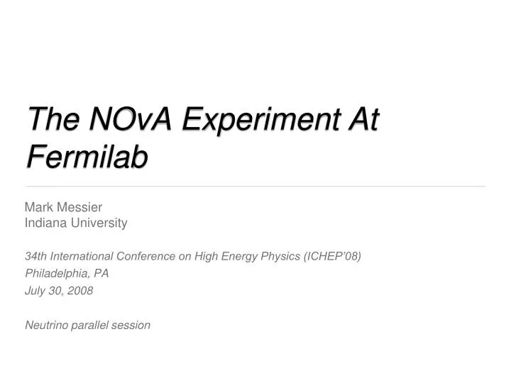 the nova experiment at fermilab