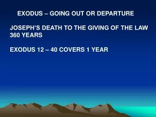 EXODUS – GOING OUT OR DEPARTURE