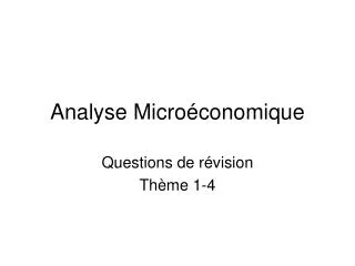 analyse micro conomique