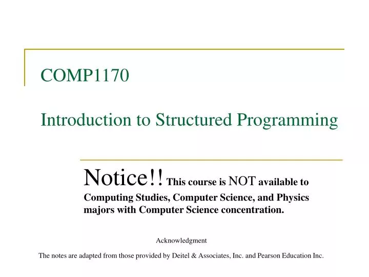 comp1170 introduction to structured programming