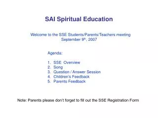 SAI Spiritual Education