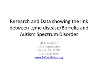 Research and Data showing the link between Lyme disease/ Borrelia and Autism Spectrum Disorder