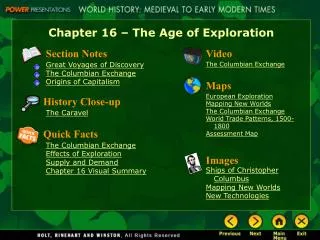 Chapter 16 – The Age of Exploration