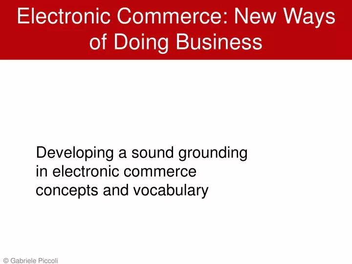 electronic commerce new ways of doing business