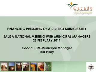 FINANCING PRESSURES OF A DISTRICT MUNICIPALITY SALGA NATIONAL MEETING WITH MUNICIPAL MANAGERS 28 FEBRUARY 2011 Cacadu D