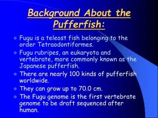 Background About the Pufferfish: