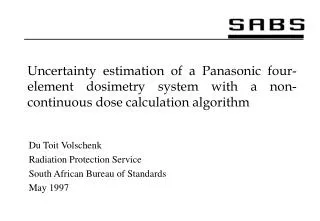 Du Toit Volschenk Radiation Protection Service South African Bureau of Standards May 1997