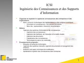 ICSI Ingénierie des Connaissances et des Supports d’Information