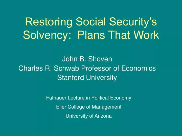 restoring social security s solvency plans that work