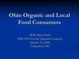 Ohio Organic and Local Food Consumers