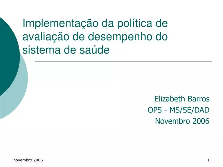 implementa o da pol tica de avalia o de desempenho do sistema de sa de