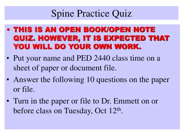 spine practice quiz