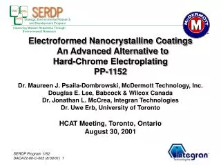 Electroformed Nanocrystalline Coatings An Advanced Alternative to Hard-Chrome Electroplating PP-1152