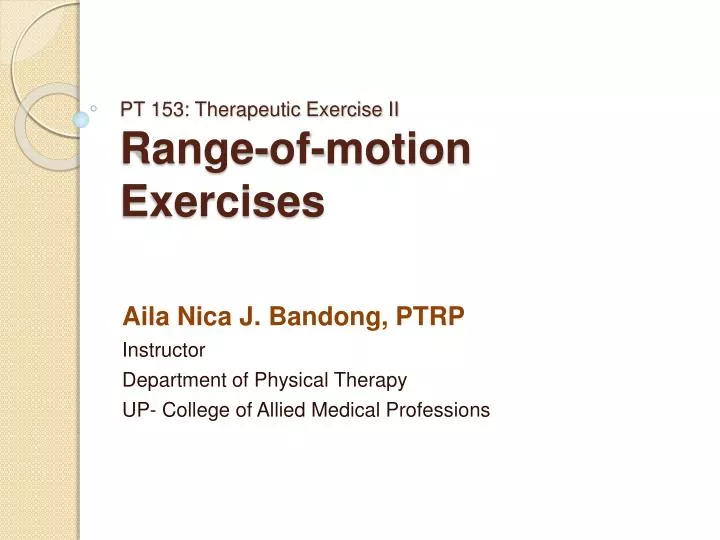 pt 153 therapeutic exercise ii range of motion exercises