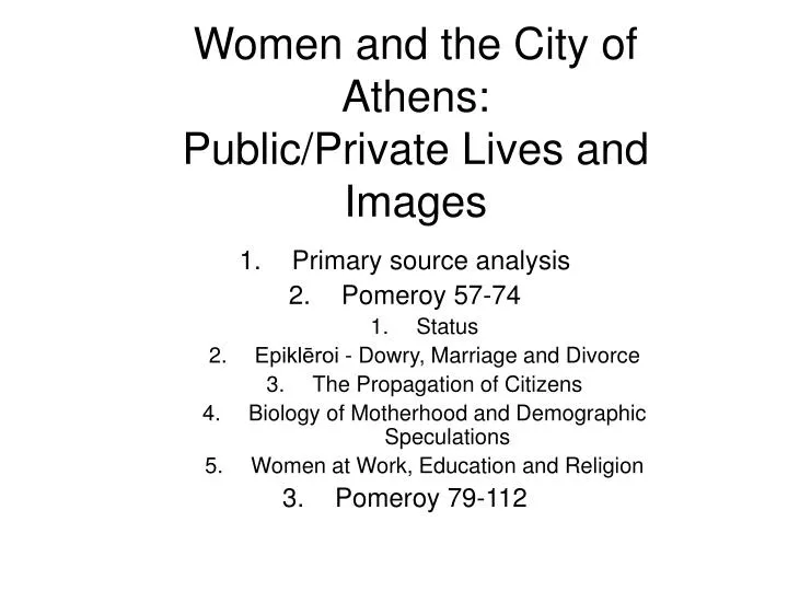 women and the city of athens public private lives and images