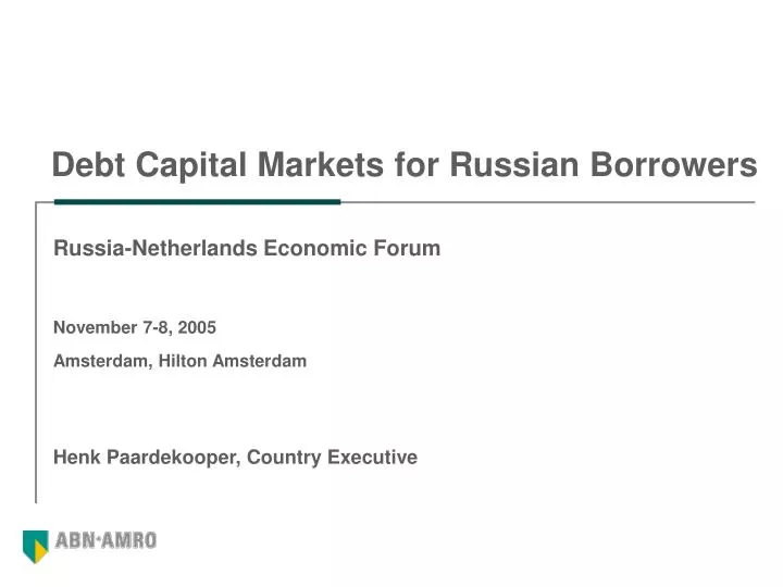 russia netherlands economic forum november 7 8 2005 amsterdam hilton amsterdam