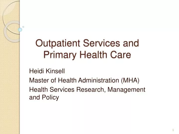 outpatient services and primary health care