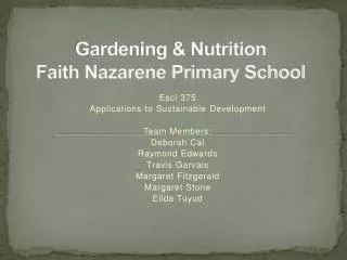 Gardening &amp; Nutrition Faith Nazarene Primary School