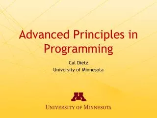 Advanced Principles in Programming