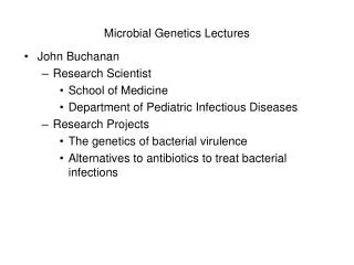 Microbial Genetics Lectures