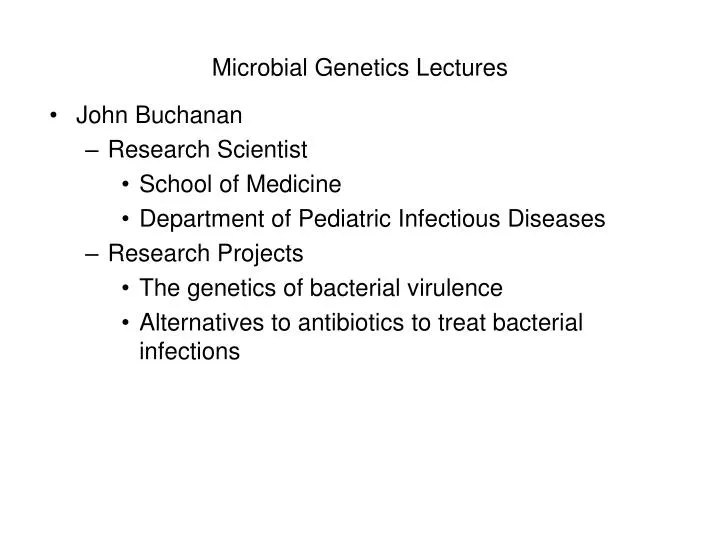 microbial genetics lectures