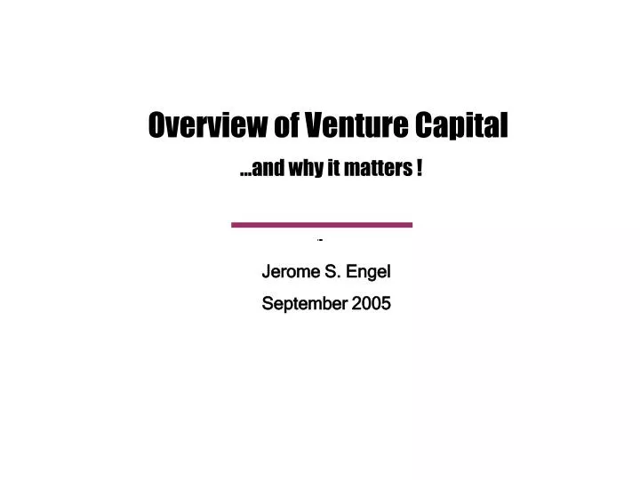 overview of venture capital and why it matters