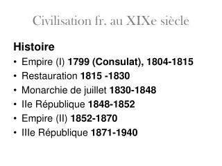 Civilisation fr . au XIXe siècle