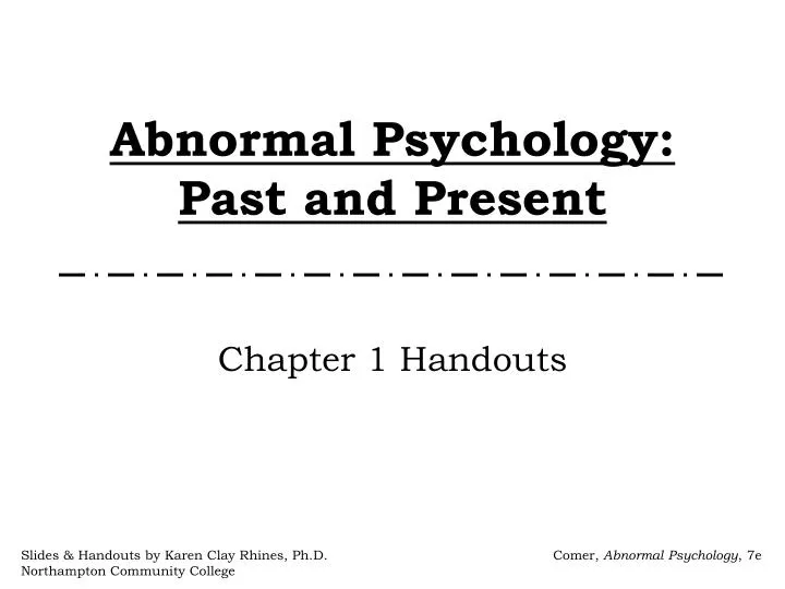 abnormal psychology past and present