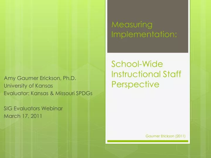 measuring implementation school wide instructional staff perspective