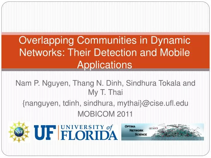 overlapping communities in dynamic networks their detection and mobile applications