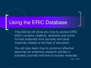 Using the ERIC Database