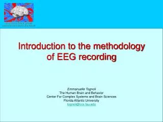 Introduction to the methodology of EEG recording