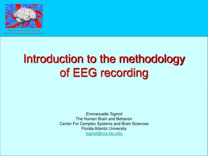 introduction to the methodology of eeg recording