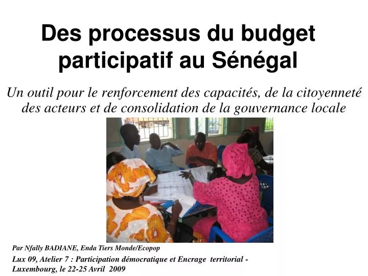 des processus du budget participatif au s n gal