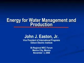 Energy for Water Management and Production