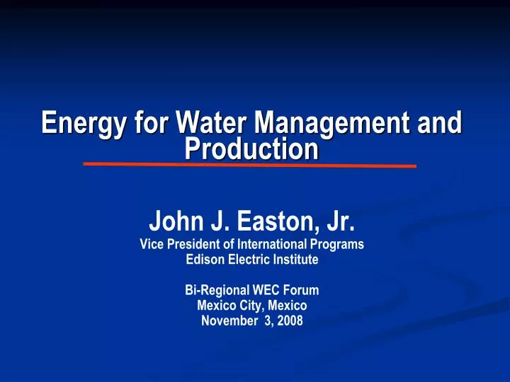 energy for water management and production