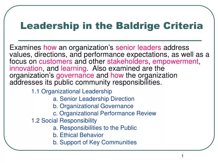 leadership in the baldrige criteria