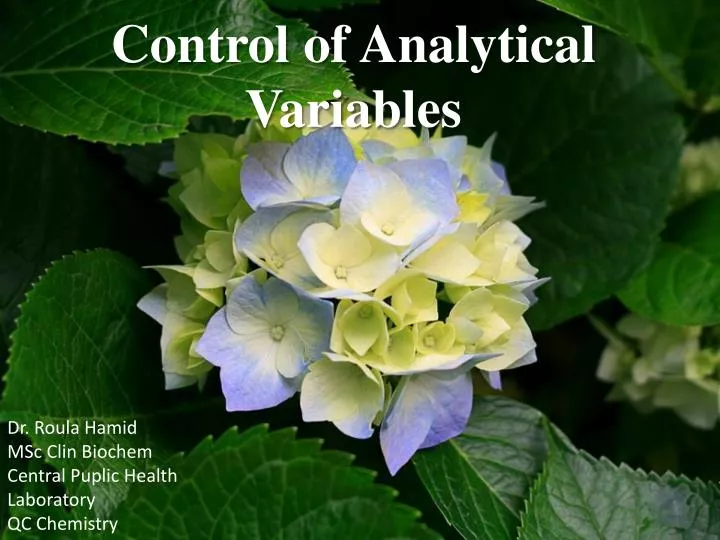 control of analytical variables
