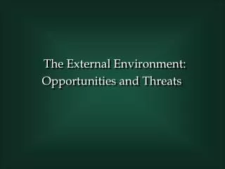 The External Environment: Opportunities and Threats