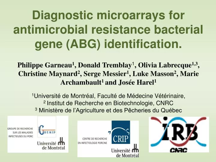 diagnostic microarrays for antimicrobial resistance bacterial gene abg identification