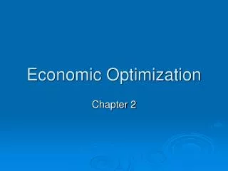 Economic Optimization
