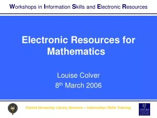 Electronic Resources for Mathematics