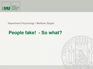 Department Psychology • Matthias Ziegler