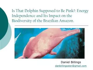 Is That Dolphin Supposed to Be Pink?: Energy Independence and Its Impact on the Biodiversity of the Brazilian Amazon.