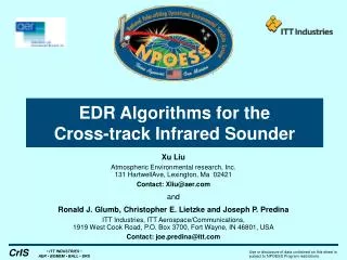 EDR Algorithms for the Cross-track Infrared Sounder