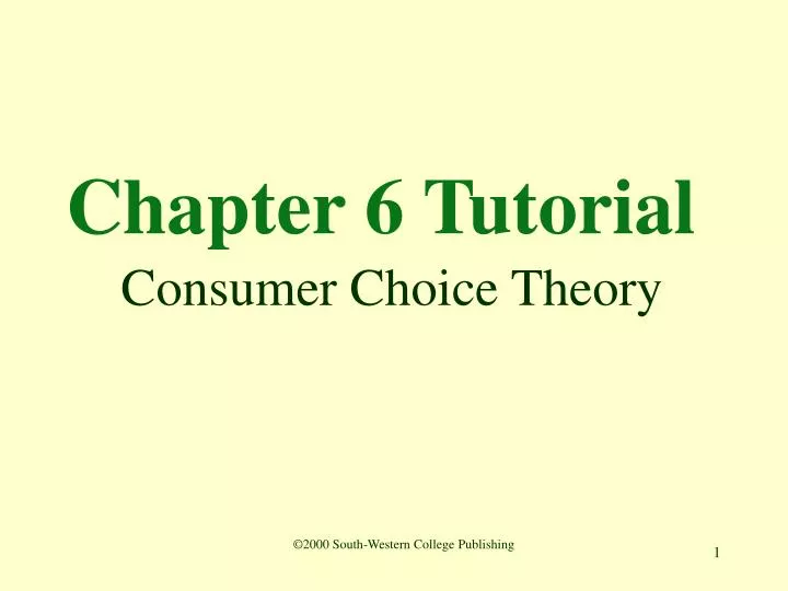 chapter 6 tutorial consumer choice theory