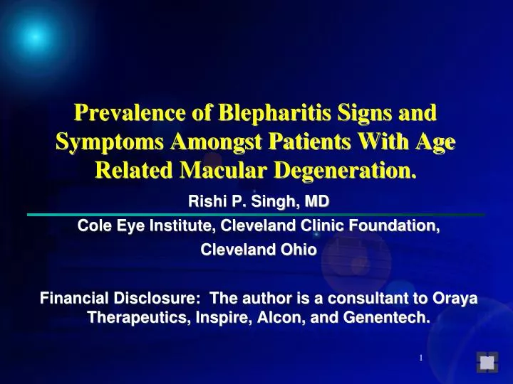 prevalence of blepharitis signs and symptoms amongst patients with age related macular degeneration